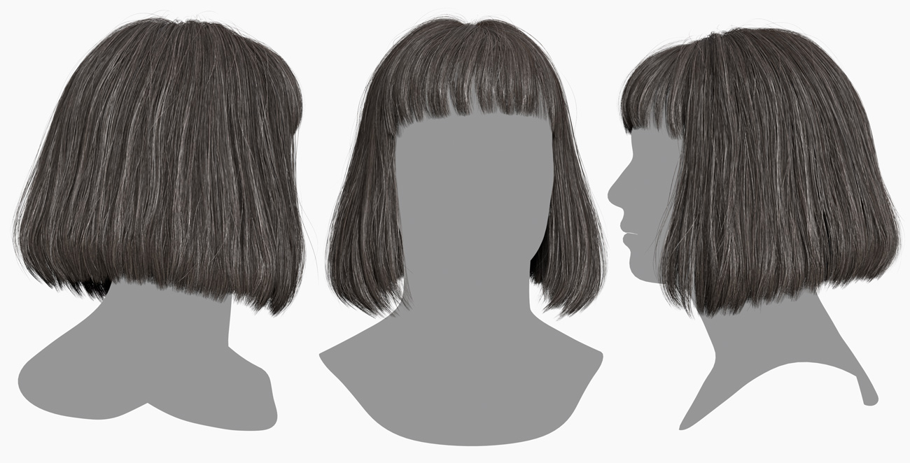 Male polygon hair style, bobfringe hair