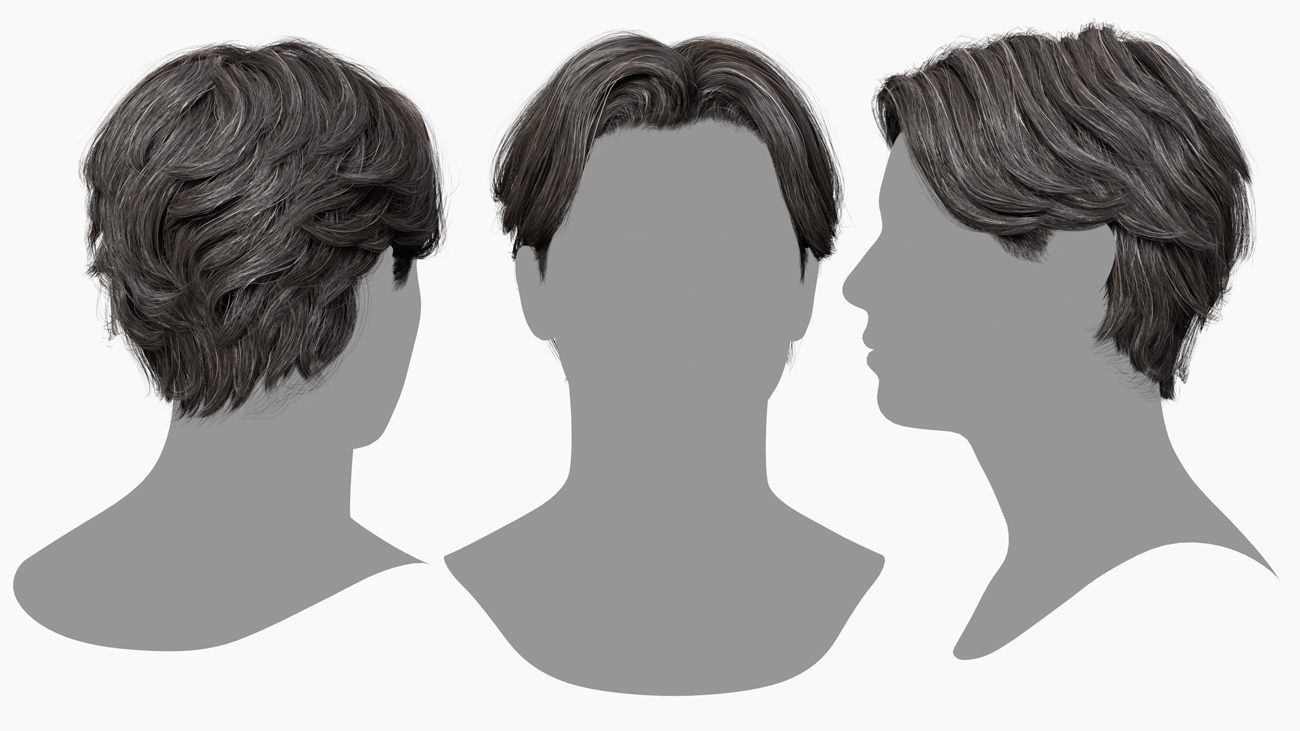 Male polygon hair style, floppymid hair