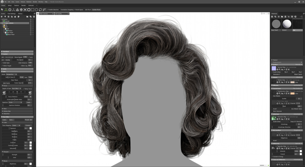 polygon hair for marmoset toolbag