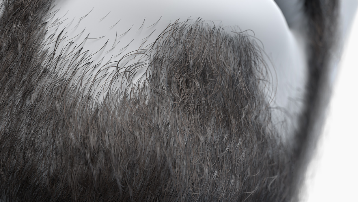 Another close-up emphasizing the mustache’s lifelike hairs, PBR texture fidelity, and ready-to-use topology.