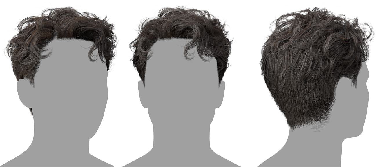 Realtime Hair - short and curly male hair