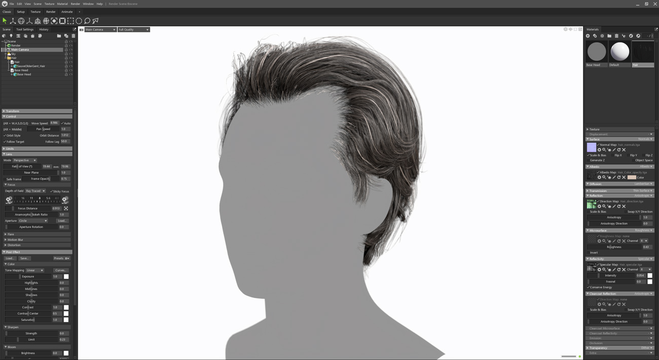 polygon hair for marmoset toolbag