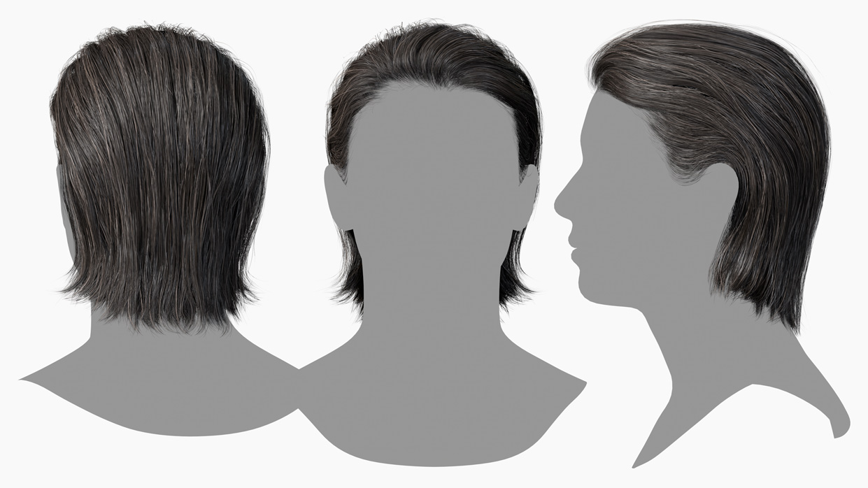 Male polygon hair style, superslick hair