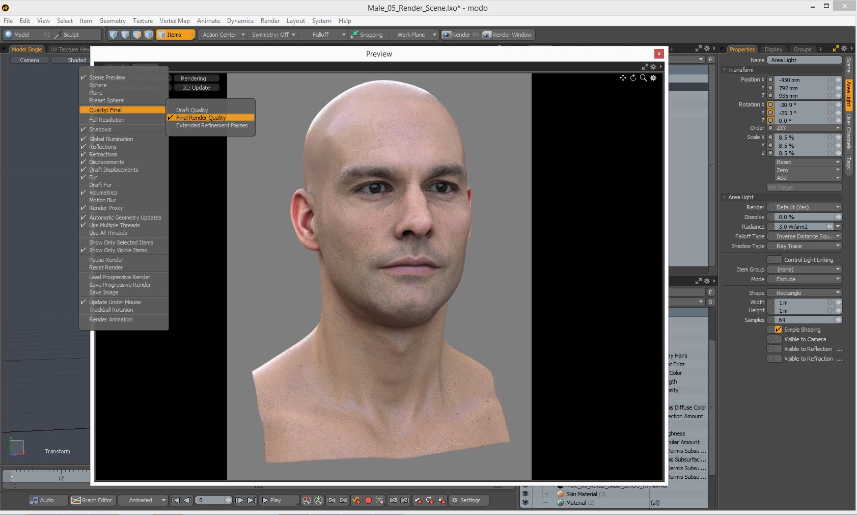 Render item. Skin shading Tutorial.